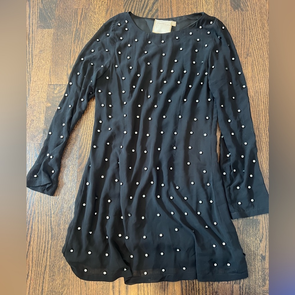 Fumblin Foe Sheer black longsleeve dress with rhinestones